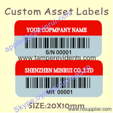 Custom Destructive Asset Label,warranty Void If Remove Sticker For Asset Tracking,silver Pet Property Stickers 